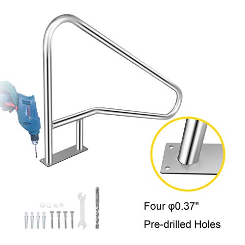 VEVOR Barandilla para Piscina 139,7 x 81,2 cm Pasamanos de Piscina Acero Inoxidable Agarradera Exterior Piscina Carga 113kg Barandilla de Seguridad de Piscina con Cubierta de Nailon Tornillos Broca M8