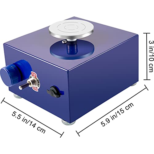 VEVOR Máquina Eléctrica de Cerámica Portátil, 30 W 220 V Velocidad 0-2000 RPM Máquina de Rueda de Cerámica Ajustable Azul para Enseñanza Manual con 3 Tamaños de Ruedas 5 cm 6,5 cm 10 cm