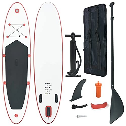 vidaXL Juego de Tabla de Paddle Surf Hinchable Inflable Portátil Deporte Viaje Piscina Lago Bomba Manual Duradero Estable Negro y Blanco