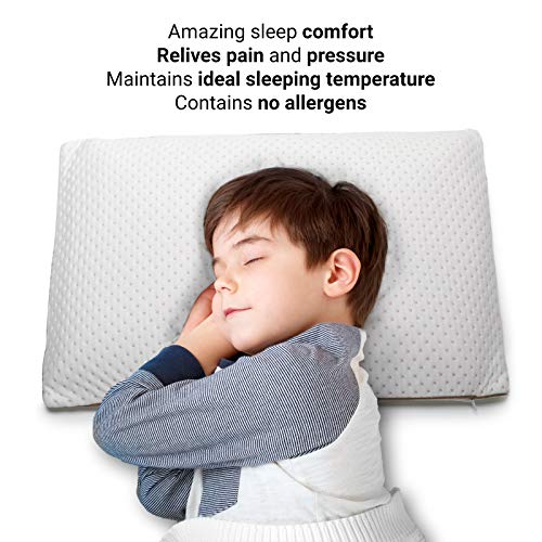 VITAPUR Almohada Infantil, 40x60 cm - 100% látex - Lavable, Hipoalergénico, Certificado Oekotex-100 - para Niños de 12 Meses en Adelante