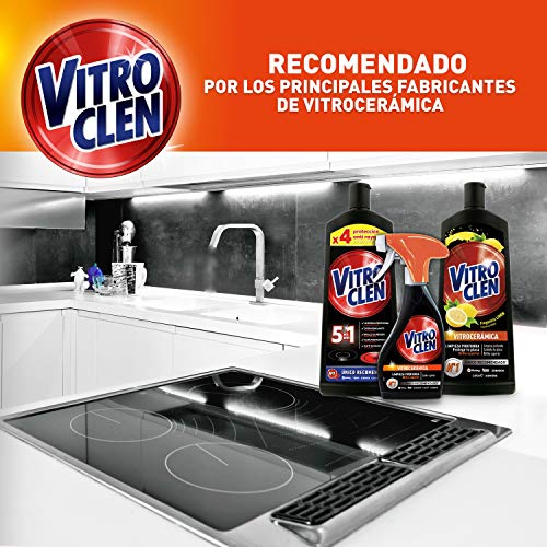 Vitroclen Limpiador de Vitrocerámica en crema, acción protectora y desengrasante - Pack de 4 x 450 ml