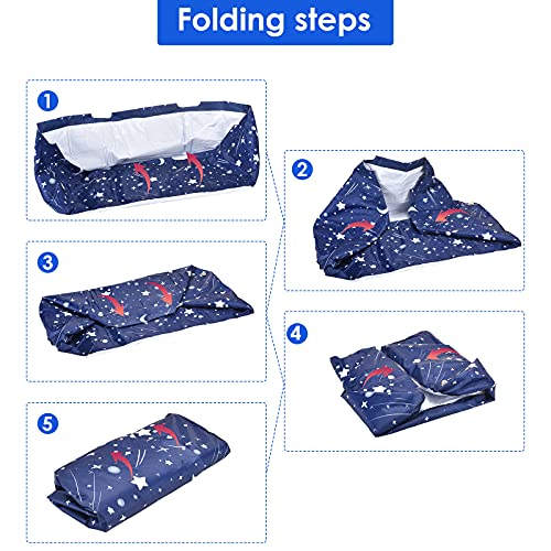 Vogvigo Bañera portátil plegable, bañera móvil plegable para adultos, bañera plegable para niños, bañera de gran capacidad ideal para baño familiar, bañera de hidromasaje(Azul y estrellas)