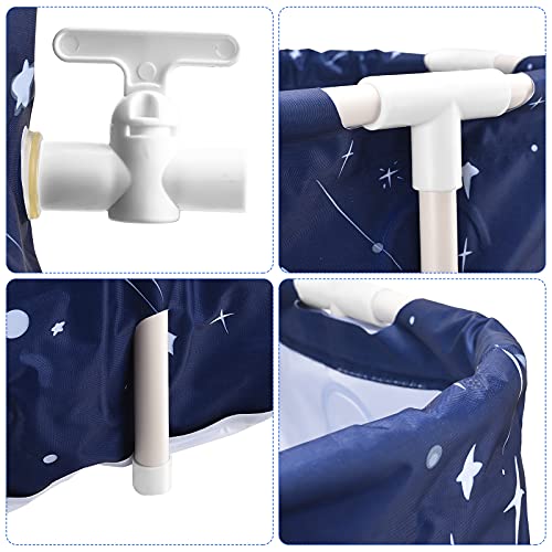 Vogvigo Bañera portátil plegable, bañera móvil plegable para adultos, bañera plegable para niños, bañera de gran capacidad ideal para baño familiar, bañera de hidromasaje(Azul y estrellas)