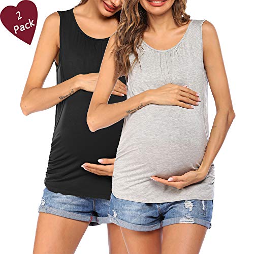 VOOMALL Camisón de enfermería sin Mangas para Mujeres, camisón de enfermería/Parto/Hospital, camisón de enfermería para Mujeres Embarazadas, 2 Piezas, XL