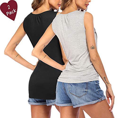 VOOMALL Camisón de enfermería sin Mangas para Mujeres, camisón de enfermería/Parto/Hospital, camisón de enfermería para Mujeres Embarazadas, 2 Piezas, XL