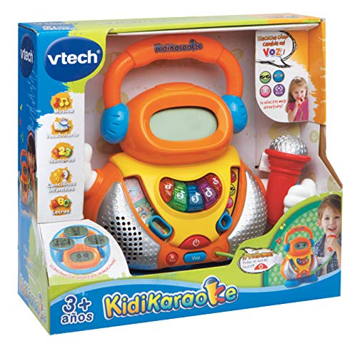 VTech - Kidikaraoke, Karaoke interactivo para aprender las canciones más populares, pantalla LCD, transforma tu voz de 4 formas distintas, versión española (80-108022), color/modelo surtido, 18m+