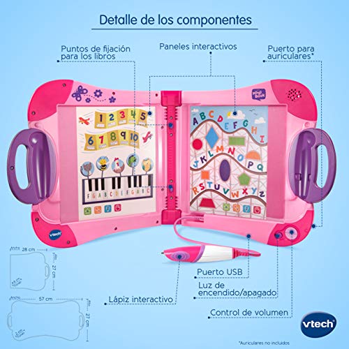 VTech - Magibook, Sistema de Aprendizaje Interactivo, desarrolla Nuevas Habilidades, ¿Qué quieres saber hoy? vocabulario, mates, ciencias, horas de entretenimiento, libros interactivos, color rosa