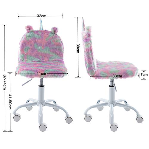 Wahson - Silla de Escritorio para niños, de Piel sintética, Suave, giratoria, Altura Ajustable, para niños, Color Morado