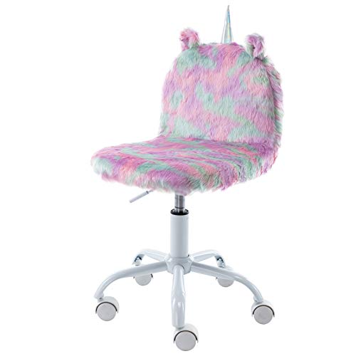 Wahson - Silla de Escritorio para niños, de Piel sintética, Suave, giratoria, Altura Ajustable, para niños, Color Morado