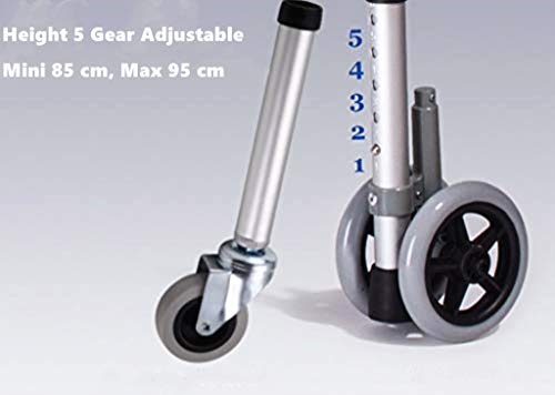 Walker Wheels - Patas de repuesto para kit de piezas de accesorios de andador médico plegable, rueda de seguridad universal delantera y trasera, ruedas de 5 pulgadas con freno