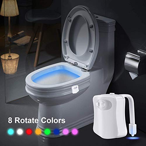 WC luz nocturna para inodoro, Luces nocturnas LED con sensor de movimiento, 2 modos con 8 colores que cambian la luz nocturna de la taza del inodoro para el baño, Se adapta a cualquier inodoro