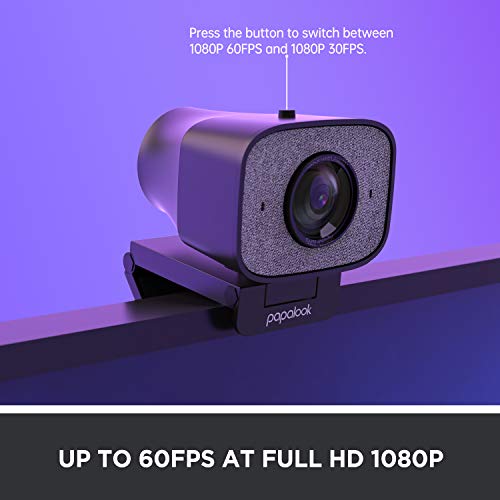 Webcam 2K HDR, papalook PA930 1080P 60FPS Cámara Web con Micrófonos Duales, Cámara de Enfoque Fijo de 90° con Cubierta de Privacidad y Trípode, para Youtube, Gaming Twitch, Compatible con PC/Mac