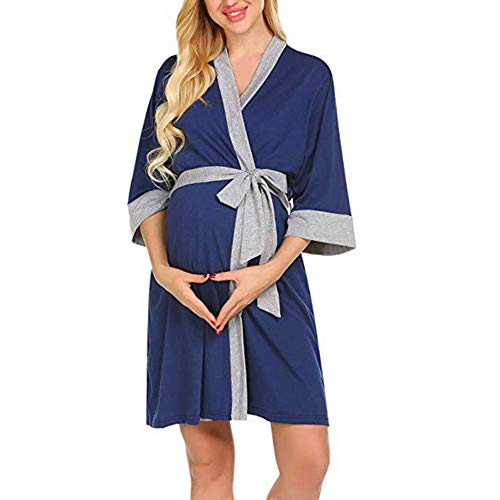 Webuyii Bata de maternidad de enfermería 3 en 1 de parto de parto de enfermería camisón de hospital, lactancia materna albornoces