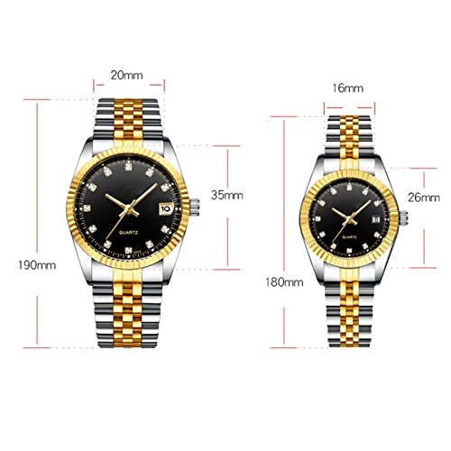 WGH Relojes for Mujer/Reloj for Hombres Dos Modelos Moda Femenino Mujer Vestido Negocio Reloj de Cuarzo Calendario Parejas Golden (Color : Man-C)