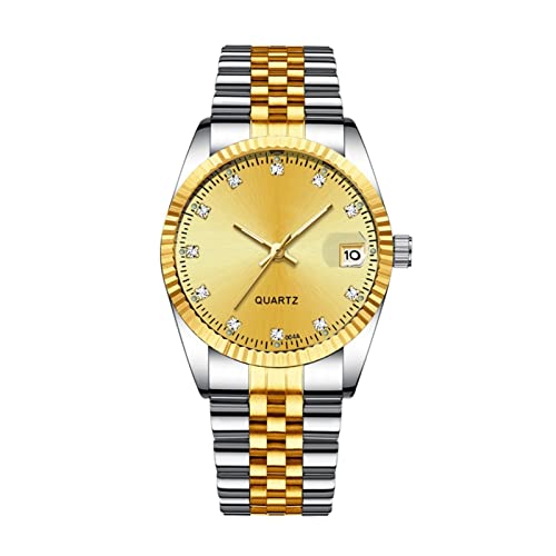 WGH Relojes for Mujer/Reloj for Hombres Dos Modelos Moda Femenino Mujer Vestido Negocio Reloj de Cuarzo Calendario Parejas Golden (Color : Man-C)