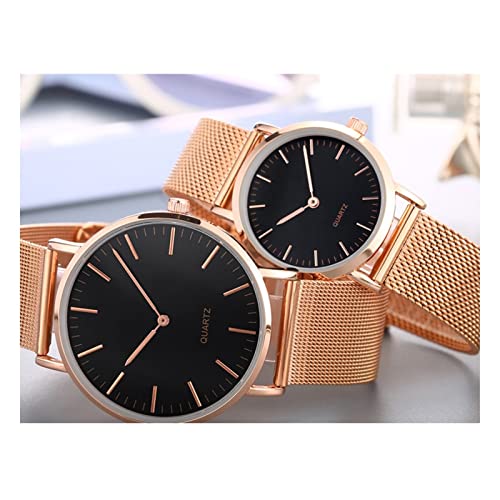 WGH Relojes for Mujer/Reloj for Hombres Dos Modelos Moda Femenino Vestido Femenino Reloj de Cuarzo Reloj Movimiento Impermeable Oro Rosa (Color : Man-C)