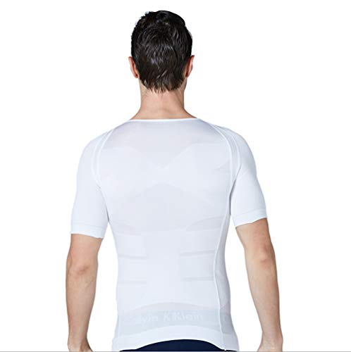 Whlucky Camiseta Adelgazante Hombres Compresión Base Layer Compresión Camisa músculo Fajas,White,XL