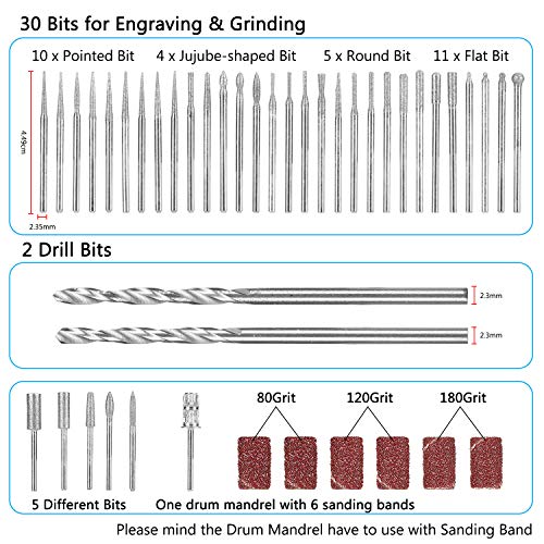 Winload 78 Piezas Kit de Herramientas de Grabado, 52 Bits y 24 Plantilla de Pintura, Velocidad Variable Grabado Pluma para Metal Madera Joyería Vidrio Cerámica para Pulido Grabado Rectificado Lijado