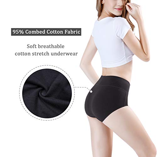 wirarpa Braguitas Culotte Algodón para Mujer Bragas de Cintura Alta Cómodo Faja Reductora Ajustan Pack de 4 Talla XL