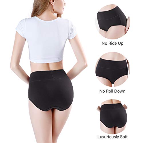 wirarpa Braguitas Culotte Algodón para Mujer Bragas de Cintura Alta Cómodo Faja Reductora Ajustan Pack de 4 Talla XL