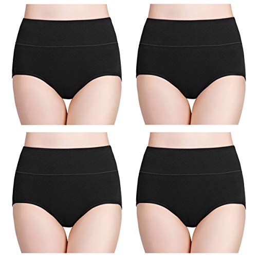 wirarpa Braguitas Culotte Algodón para Mujer Bragas de Cintura Alta Cómodo Faja Reductora Ajustan Pack de 4 Talla XL