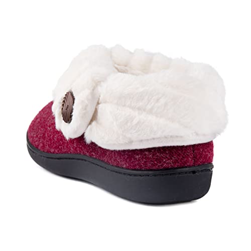 Wishcotton Zapatillas cómodas para Mujer, de Espuma viscoelástica, de Navidad, con Parte Trasera Cerrada, para Interiores y Exteriores, Suela de Goma Antideslizante, Rojo (Vino), 40 EU