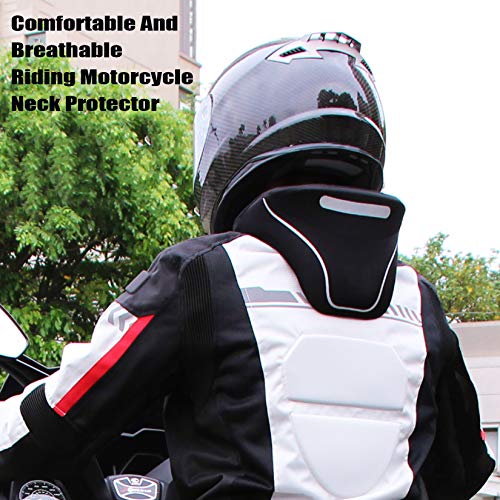 WishY Moto Cuello Protector con Tira Reflectante, Motocicleta Cuello Soporte, Karting Neck Collarines, ProteccióN Antifatiga, Alivia Dolor & PresióN Columna Vertebral