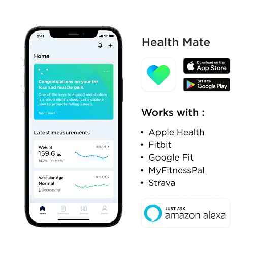 Withings Body Cardio: báscula inteligente con Wi-Fi con análisis de composición corporal, monitoreo de la salud cardíaca, edad vascular, IMC, grasa, masa muscular y ósea,% de agua - Blanca