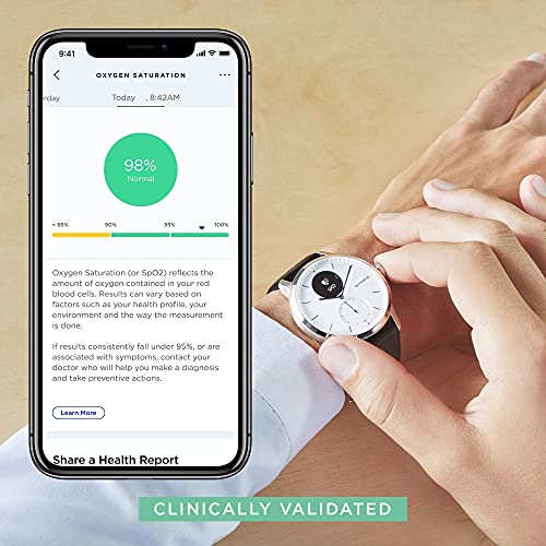 Withings ScanWatch - Reloj inteligente híbrido con ECG, tensiómetro y oxímetro, Negro, 38 mm