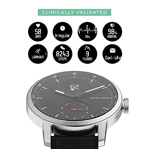 Withings ScanWatch - Reloj inteligente híbrido con ECG, tensiómetro y oxímetro, Negro, 38 mm