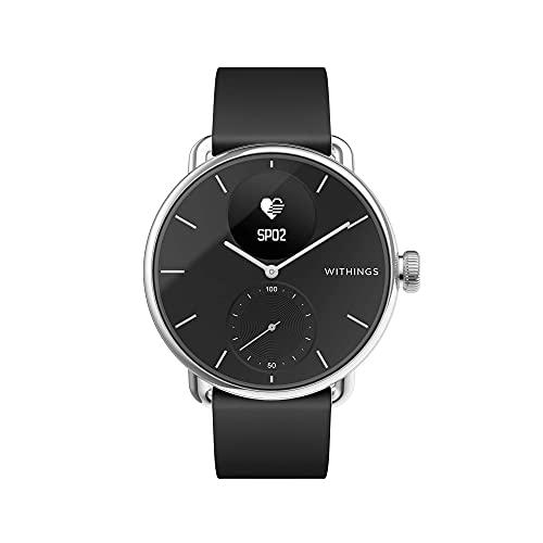 Withings ScanWatch - Reloj inteligente híbrido con ECG, tensiómetro y oxímetro, Negro, 38 mm