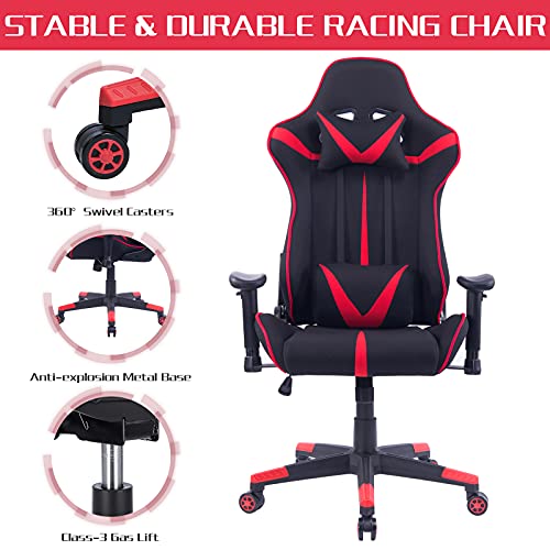 WOLTU Racing Silla, Gaming Silla de Escritorio Asiento de Tela Silla Oficina Silla de Ordenador Silla Giratoria de Oficina Silla de Trabajo Ajustable Silla BS38