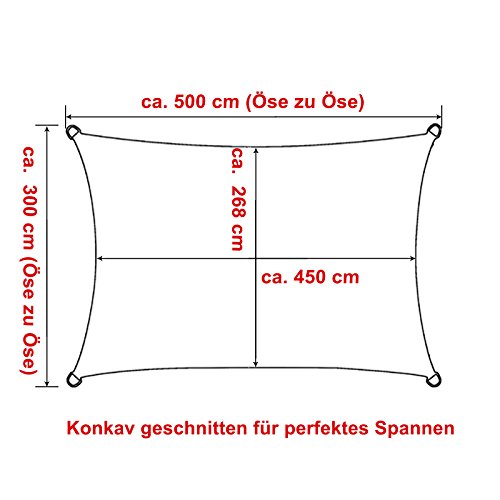 WOLTU Toldo Vela de Sombra Rectangular Prevención Rayos UV Solar protección Piel Resistente y Transpirable para Jardín,Patio, ExterioresArena 3x5m, GZS1188sd06