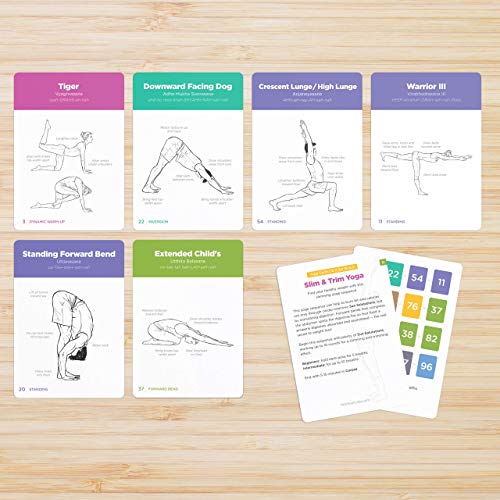 WorkoutLabs Tarjetas plásticas de Yoga con Lengua sánscrito para Estudio Visual, secuenciación de Clases, práctica con posturas, Ejercicios de respiración y meditación (Juego Completo)