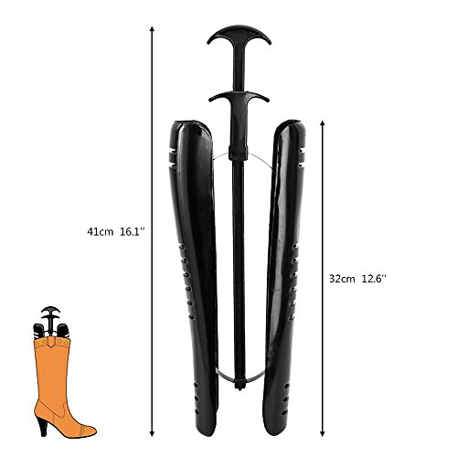 Wrighteu 2 Pares Horma para Botas 41 CM Tensor de Botas con Mango Longitud de la Rodilla de Arranque de la Talladora del Zapato Camilla Arboles Negro (2Pares)