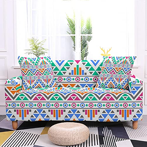 WXQY Funda de sofá elástica geométrica combinación Moderna Funda de sofá de Esquina Funda Protectora de Mandala Funda de sofá A9 4 plazas