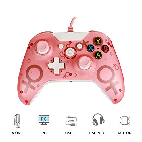 Xbox One Mando Ultrafino para Windows PC 7/8/10, Controlador para Juegos con Cable USB Joystick de Microsoft para terceros de Xbox Ones, Gamepad xboxOne X, Joypad Xbox One Elite (Pink)