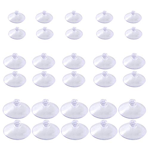 XCOZU Ventosas Transparentes, 30 Piezas Ventosas de Plástico sin Gancho, Ventosas de Vidrio para Baño Cocina (45 mm, 30 mm, 20 mm)