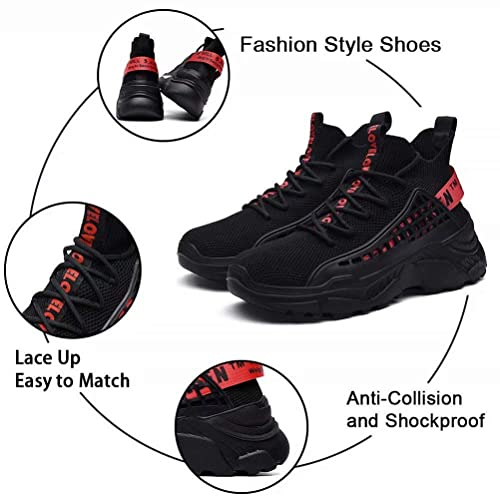 XIDISO Hombre Zapatillas Moda High-Top Sneaker Casuales con Cordones Correr Zapatos Caminar al Aire Libre Entrenadores