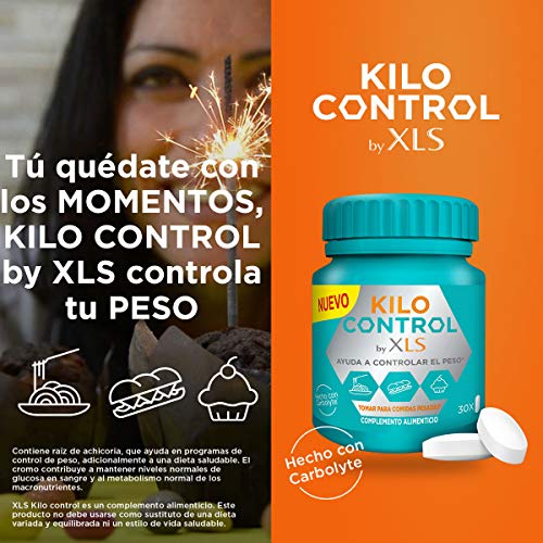 XLS Medical Kilo Control - Ayuda A Controlar El Peso En Comidas Pesadas - Envase Discreto Y Práctico - Contiene (15 Comidas), Blanco, 30 Comprimidos