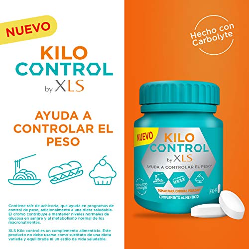 XLS Medical Kilo Control - Ayuda A Controlar El Peso En Comidas Pesadas - Envase Discreto Y Práctico - Contiene (15 Comidas), Blanco, 30 Comprimidos