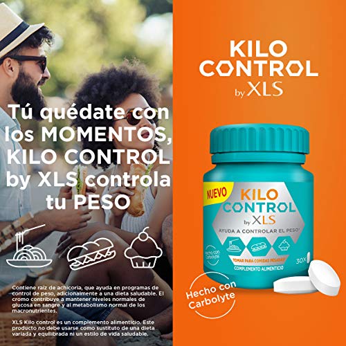 XLS Medical Kilo Control - Ayuda A Controlar El Peso En Comidas Pesadas - Envase Discreto Y Práctico - Contiene (15 Comidas), Blanco, 30 Comprimidos