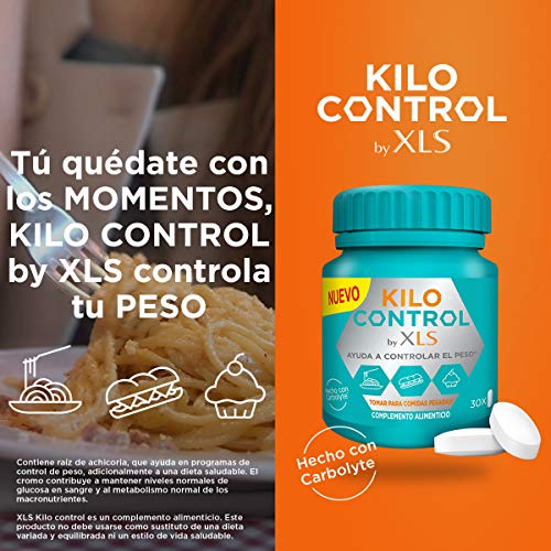 XLS Medical Kilo Control - Ayuda A Controlar El Peso En Comidas Pesadas - Envase Discreto Y Práctico - Contiene (15 Comidas), Blanco, 30 Comprimidos