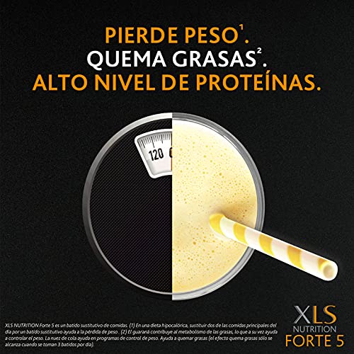 XLS Medical Nutrition Forte 5 Batido Quemagrasas, Ayuda a perder peso, Alto nivel de proteínas, 10 batidos, Sabor vainilla-limón, Batido sustitutivo de comidas para el control del peso