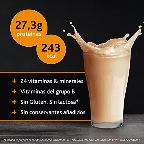 XLS Medical Nutrition Forte 5 Batido Quemagrasas, Ayuda a perder peso, Alto nivel de proteínas, 10 batidos, Sabor vainilla-limón, Batido sustitutivo de comidas para el control del peso