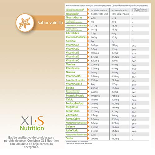 XLS Medical Nutrition + Shaker De Regalo - Batido Sustitutivo De Comidas Para Perder Peso - Ingredientes De Origen Natural - Contiene Todas Las Vitaminas Del Grupo B - Sin Gluten - 400 G, Vainilla