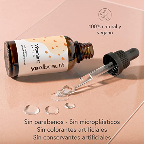 YAEL BEAUTÉ Serum facial de vitamina C y ácido hialurónico ● hecho en el reino unido ● Serum vitamina C antioxidante 99% natural ● Suero antienvejecimiento y antiarrugas vegano ● 50ml