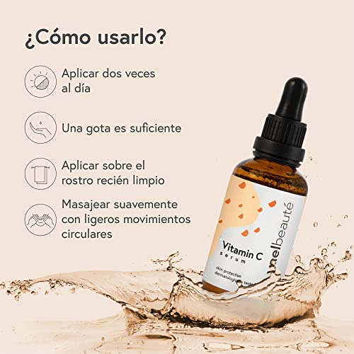 YAEL BEAUTÉ Serum facial de vitamina C y ácido hialurónico ● hecho en el reino unido ● Serum vitamina C antioxidante 99% natural ● Suero antienvejecimiento y antiarrugas vegano ● 50ml