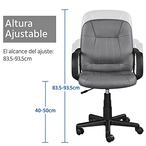 Yaheetech Silla Oficina Giratoria Ergonómica Silla Racing Altura Ajustable para Escritorio Estudio Silla de Ruedas Gris