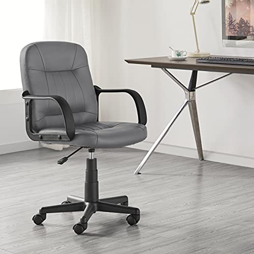 Yaheetech Silla Oficina Giratoria Ergonómica Silla Racing Altura Ajustable para Escritorio Estudio Silla de Ruedas Gris